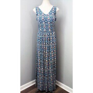 Vanessa Virginia By Anthropologie Tidal Maxi Dress Blue Ikat Sleeveless …